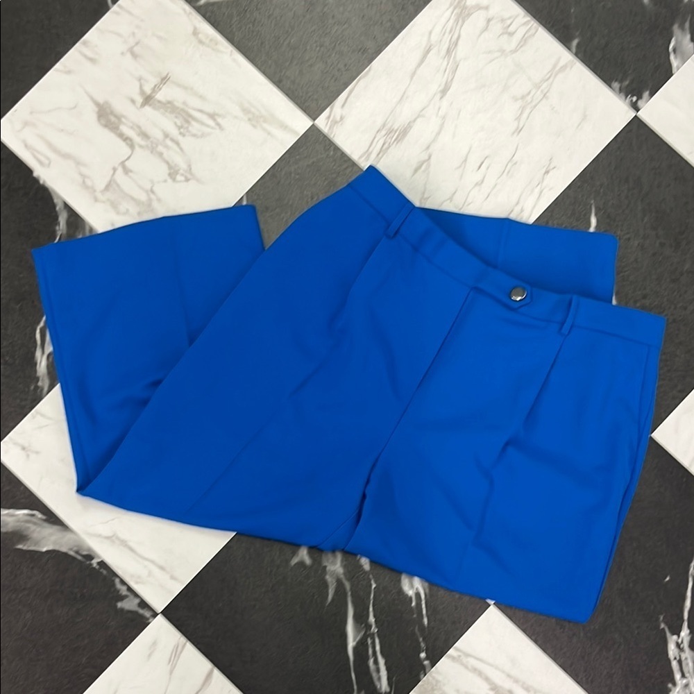 NWT C by One Pull on Wide Leg Cropped Blue Pants Size 1X
